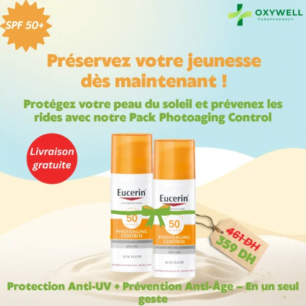 Offre Duo – 2x Eucerin SUN PROTECTION PHOTOAGING CONTROL Fluide ANTI-ÂGE SPF 50+ – 50ml